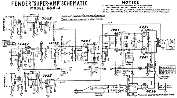 FENDER Super-Amp 6G4A Schematic