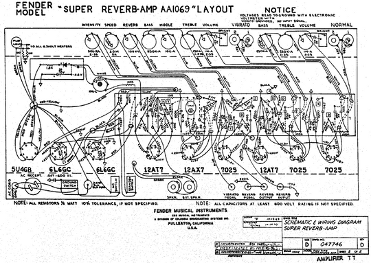 FENDER Super Reverb AA1069 Layout – Electronic Service Manuals