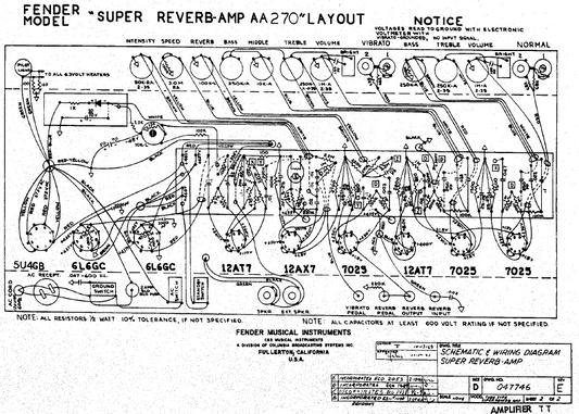 FENDER Super Reverb AA270 Layout