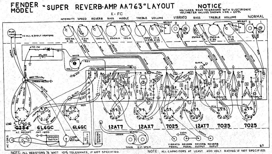 FENDER Super Reverb AA763 Layout – Electronic Service Manuals