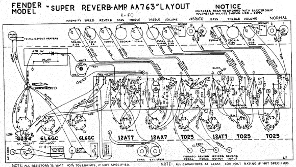 FENDER Super Reverb AA763 Layout