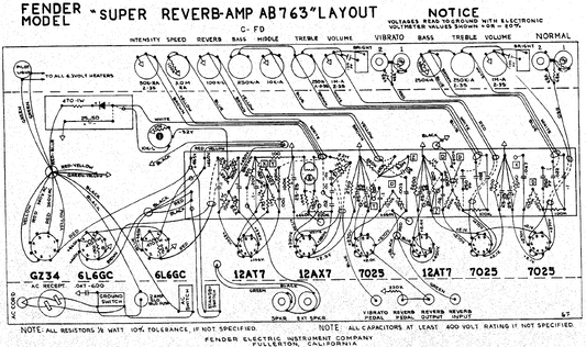 FENDER Super Reverb AB763 Layout