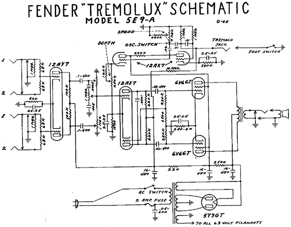 FENDER Tremolux 5E9-A Schematic