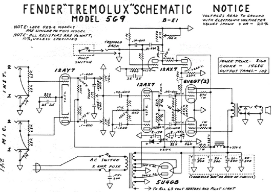 FENDER Tremolux 5G9 Schematic