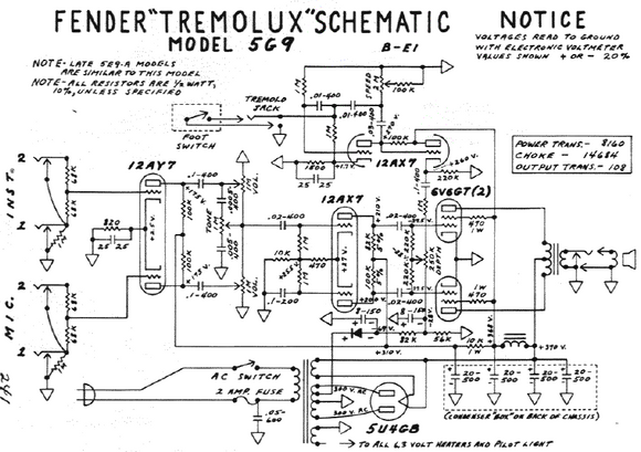 FENDER Tremolux 5G9 Schematic