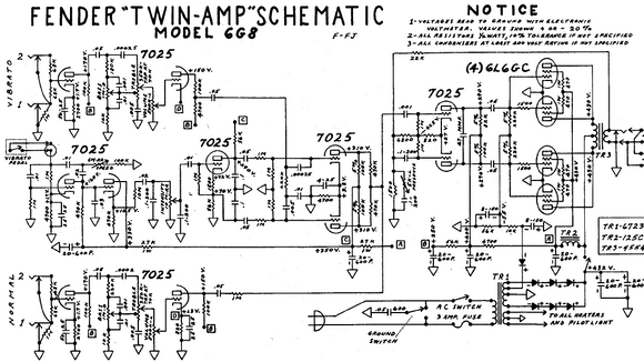 FENDER Twin-Amp 6G8 Schematic