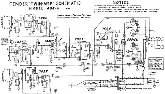 FENDER Twin-Amp 6G8-A Schematic