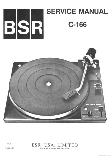 BSR C166 Turntable Record Changer Service Manual