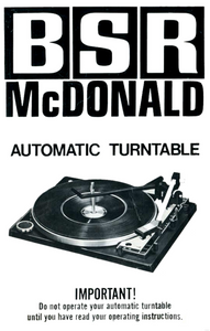 BSR McDonald Automatic Turntable Instruction Manual