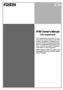 FOSTEX VF80 v2.0 Supplement Owner's Manual