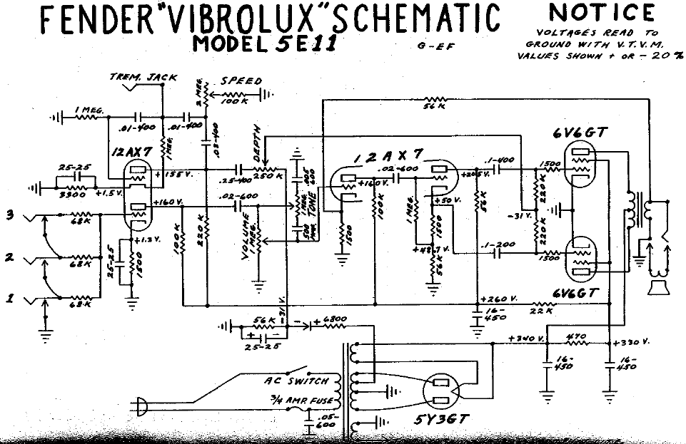 FENDER Vibrolux 5E11 Schematic