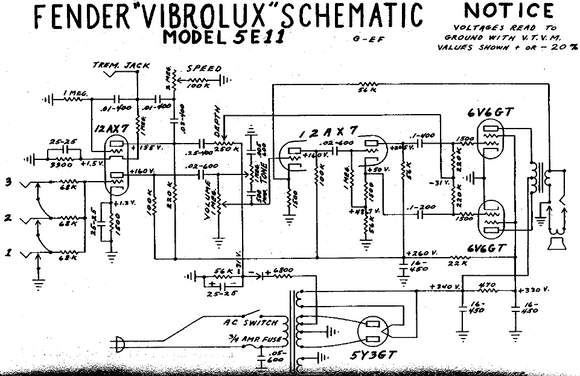 FENDER Vibrolux 5E11 Schematic