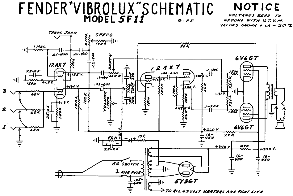 FENDER Vibrolux 5F11 Schematic