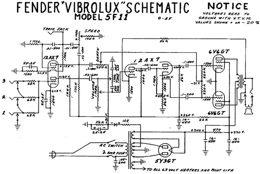 FENDER Vibrolux 5F11 Schematic