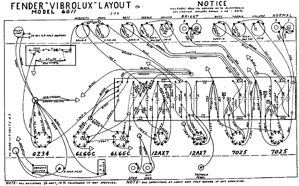 FENDER Vibrolux 6G11 Layout