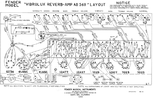 FENDER Vibrolxu Reverb-Amp AB568 Layout