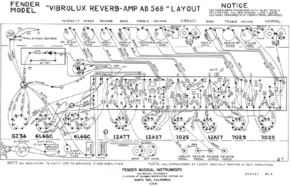 FENDER Vibrolxu Reverb-Amp AB568 Layout