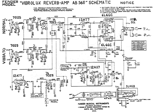 FENDER Vibrolxu Reverb-Amp AB568 Schematic
