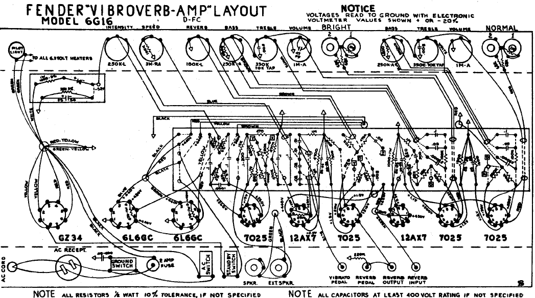 FENDER Vibroverb-Amp 6G16 Layout
