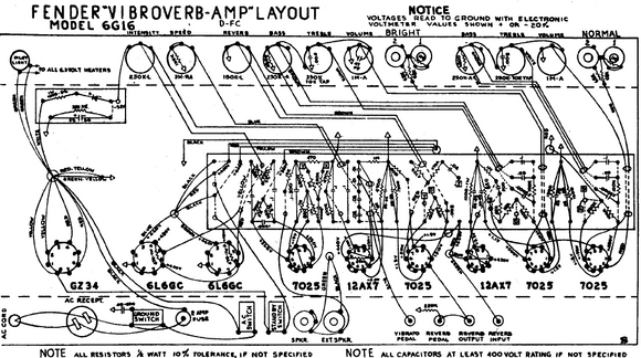 FENDER Vibroverb-Amp 6G16 Layout