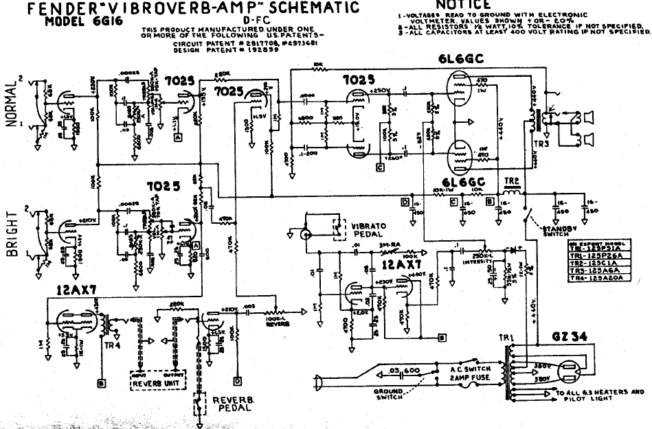FENDER Vibroverb-Amp 6G16 Schematic
