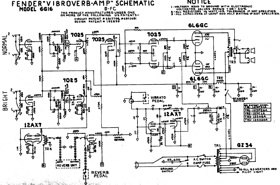 FENDER Vibroverb-Amp 6G16 Schematic – Electronic Service Manuals