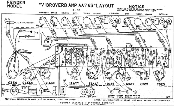 FENDER Vibroverb-Amp AA763 Layout