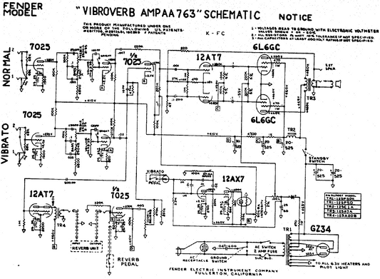 FENDER Vibroverb-Amp AA763 Schematic